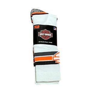 Harley-Davidson Wolverine Socks in White and Orange, 2 Pairs, Size L, NWT